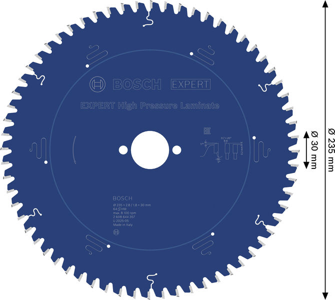 BOSCH EXPERT High Pressure Laminate Kreissägeblatt, 235x2,8/1,8x30 mm, Z64