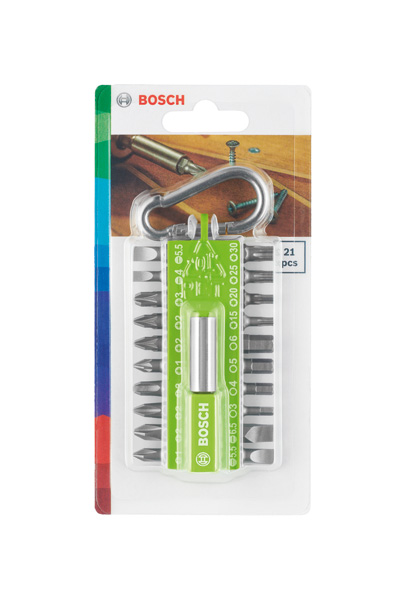 BOSCH 21-teiliges Schrauberbit-Set mit Snap-hook, Hellgrün