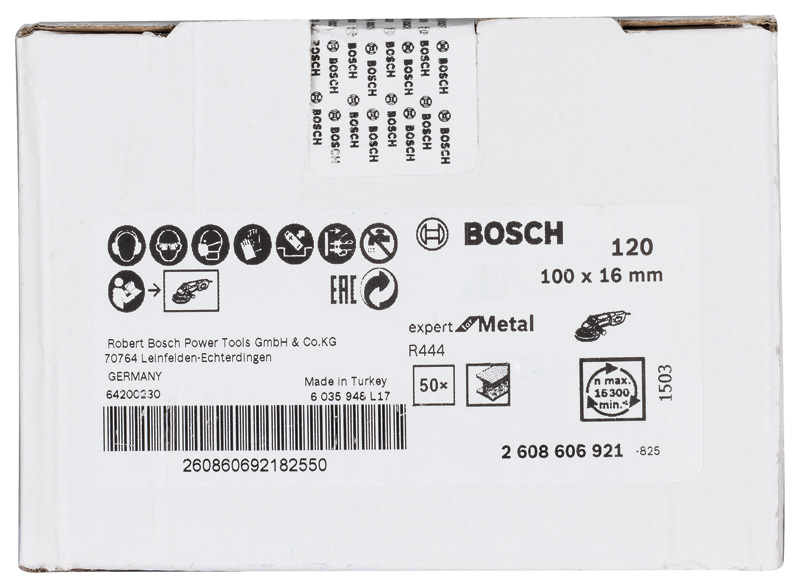 BOSCH Fiberschleifscheibe R444 Expert for Metal, Korund, 100 mm, 16 mm, 120