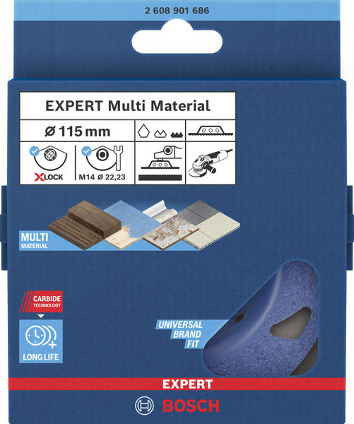 BOSCH EXPERT Multi Material Carbide-Topfscheibe fein, flach, X-LOCK, 115 mm, 22,23 mm BOSCH EXPERT Multi Material Carbide-Topfscheibe fein, flach, X-LOCK, 115 mm, 22,23 mm