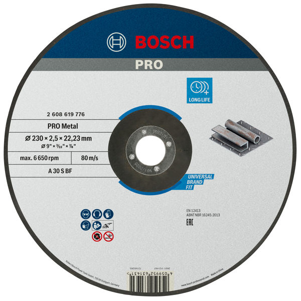 BOSCH PRO Metal Trennscheibe, 230 x 2,5 x 22.23 mm, gekröpft