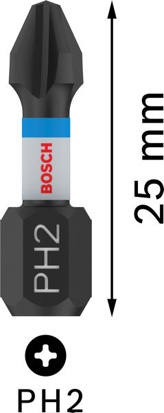 BOSCH PRO Phillips Impact Bit, PH2, 25 mm, 2-tlg. BOSCH PRO Phillips Impact Bit, PH2, 25 mm, 2-tlg.
