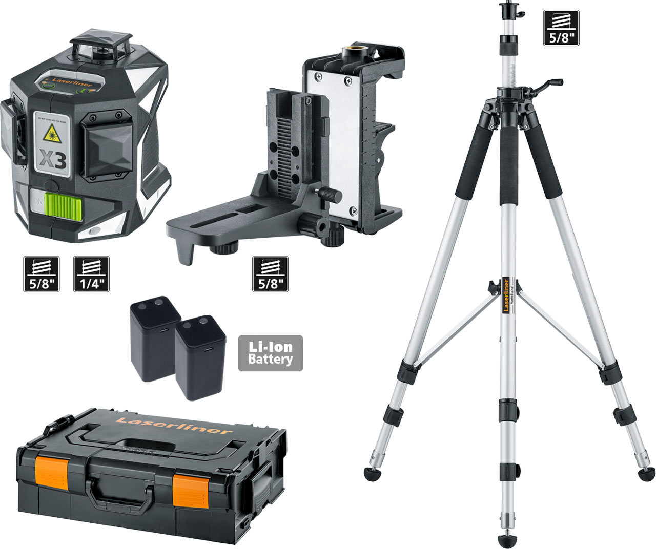 LASERLINER 3D Kreuzlinien-Laser X3-Laser Pro Set 1 (incl. Kompaktstativ 300 cm) LASERLINER 3D Kreuzlinien-Laser X3-Laser Pro Set 1 (incl. Kompaktstativ 300 cm)