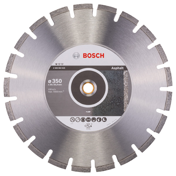 BOSCH Diamanttrennscheibe Standard for Asphalt, 350 x 20,00/25,40 x 3,2 x 8 mm BOSCH Diamanttrennscheibe Standard for Asphalt, 350 x 20,00/25,40 x 3,2 x 8 mm