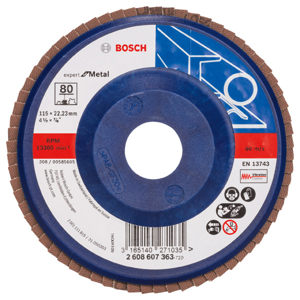 BOSCH Fächerschleifscheibe X551 Expert for Metal, gerade, 115 mm, 80, Kunststoff BOSCH Fächerschleifscheibe X551 Expert for Metal, gerade, 115 mm, 80, Kunststoff