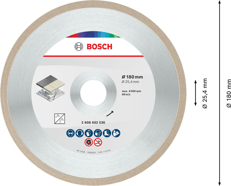 BOSCH Ceramic Trennscheibe, 180 x 7 mm, Bohrung 25,4 mm BOSCH Ceramic Trennscheibe, 180 x 7 mm, Bohrung 25,4 mm