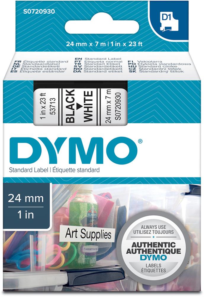 DYMO Schriftband D1 53713 schwarz/weiß 24mmx7m DYMO DYMO Schriftband D1 53713 schwarz/weiß 24mmx7m DYMO