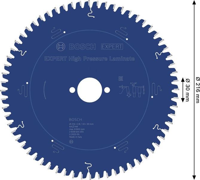 BOSCH Expert for High Pressure Laminate Kreissägeblatt 216x30-64 BOSCH Expert for High Pressure Laminate Kreissägeblatt 216x30-64