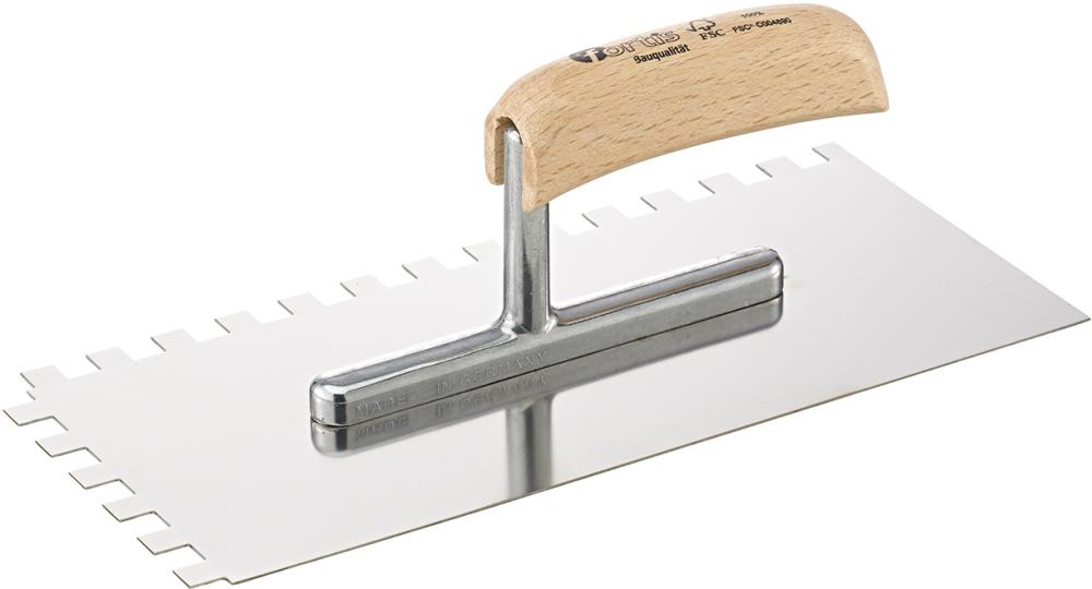FORTIS Glättekelle 280x130mm gezahnt 10x10mm rostfrei FORTIS Bau