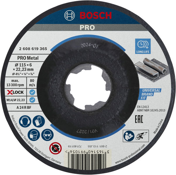 BOSCH PRO Metal X-Lock Schleifscheibe, 115 x 6 x 22.23 mm BOSCH PRO Metal X-Lock Schleifscheibe, 115 x 6 x 22.23 mm