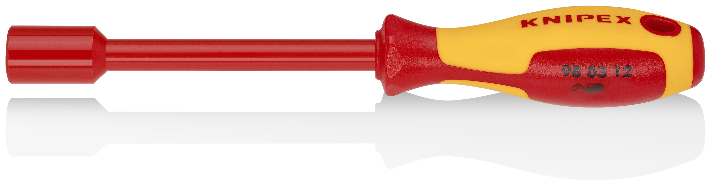 KNIPEX KNIPEX 98 03 12 Steckschlüssel mit Schraubendreher-Griff 237 mm brüniert isoliert mit Mehrkomponenten-Hüllen, VDE-geprüft