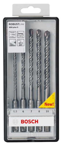 BOSCH SDS plus-5 Hammerbohrer-Set, Robust Line, 5-tlg., 5,5-10 mm