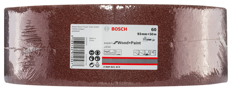 BOSCH Schleifblatt J450 Expert for Wood and Paint, 93 mm x 50 m, G60