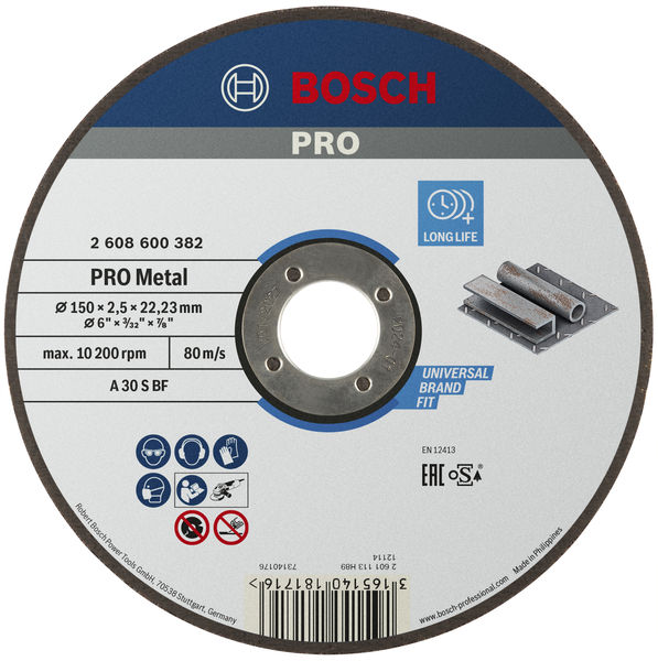 BOSCH PRO Metal Trennscheibe, 150 x 2.5 x 22.23 mm, gerade, oSa