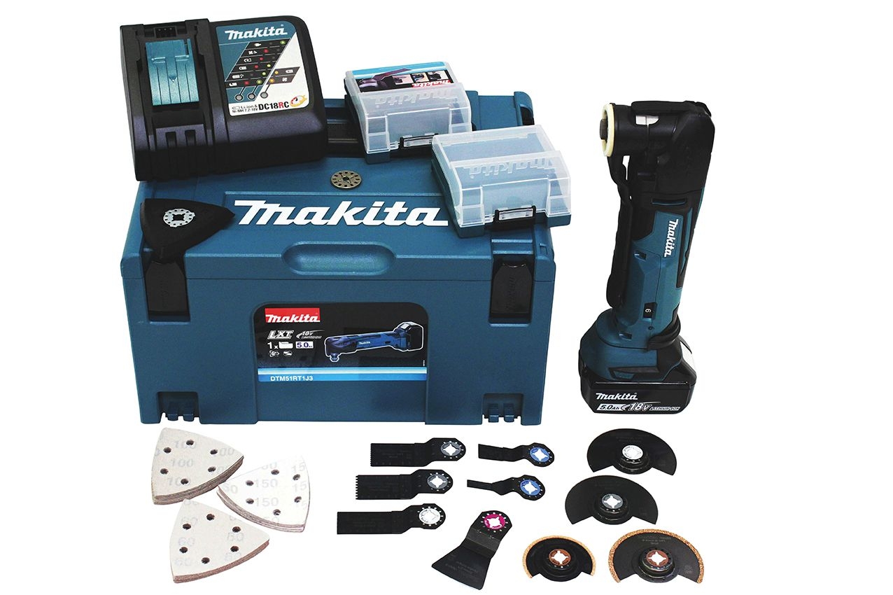 MAKITA Akku-Multifunktionswerkzeug 18V / 5,0 Ah, 1 Akku + Ladegerät im MAKPAC
