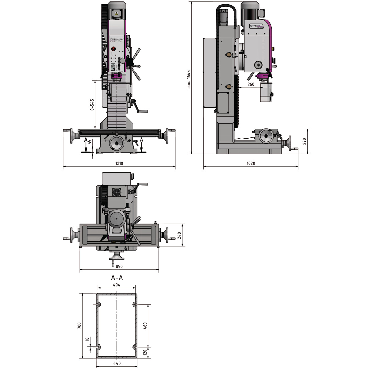STÜRMER Bohr-Fräsmaschine Optimum OPTImill MH 50G STÜRMER Bohr-Fräsmaschine Optimum OPTImill MH 50G
