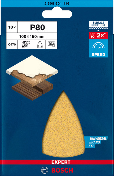 BOSCH EXPERT C470 Schleifblatt, 100x150mm, K80, 7 Löcher, 10-tlg. BOSCH EXPERT C470 Schleifblatt, 100x150mm, K80, 7 Löcher, 10-tlg.