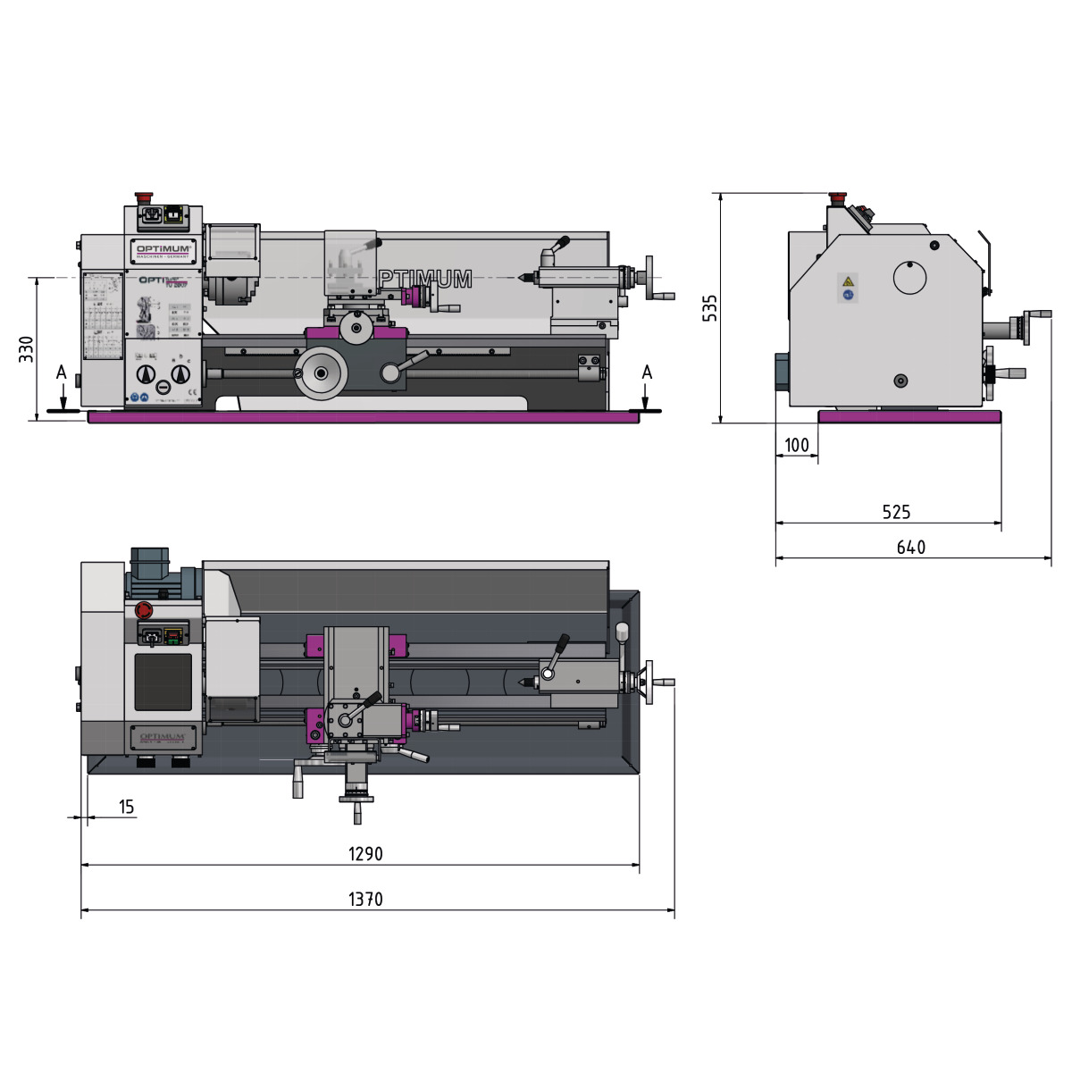 STÜRMER Leitspindeldrehmaschine Optimum OPTIturn TU 2807 (400 V)