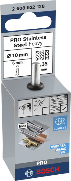 BOSCH PRO Stainless Steel heavy Pinselbürste, gerader Schaft, 10 x 0,35 mm BOSCH PRO Stainless Steel heavy Pinselbürste, gerader Schaft, 10 x 0,35 mm
