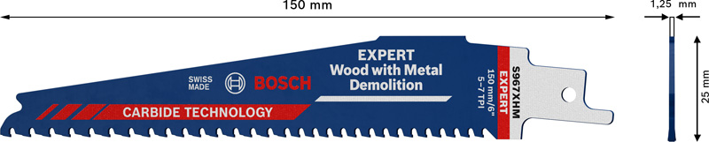 BOSCH EXPERT S967XHM Wood with Metal Demolition Säbelsägeblatt, 10-tlg.