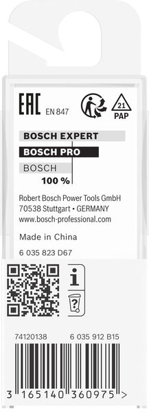 BOSCH PRO Nutfräser, einschneidig, Ø 1/8" x L 19/64", Schaft 1/4" BOSCH PRO Nutfräser, einschneidig, Ø 1/8" x L 19/64", Schaft 1/4"