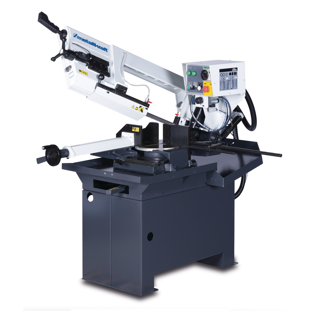 METALLKRAFT Hydraulische Schwenkrahmen-Metallbandsäge für Gehrungsschnitte von +60° bis -45° BMBS 230 x 280 H-DG METALLKRAFT Hydraulische Schwenkrahmen-Metallbandsäge für Gehrungsschnitte von +60° bis -45° BMBS 230 x 280 H-DG