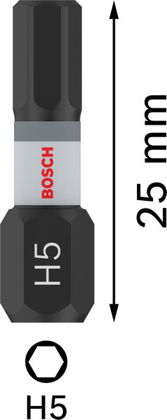 BOSCH PRO Hex Impact Bit, H5, 25 mm, 2-tlg. BOSCH PRO Hex Impact Bit, H5, 25 mm, 2-tlg.