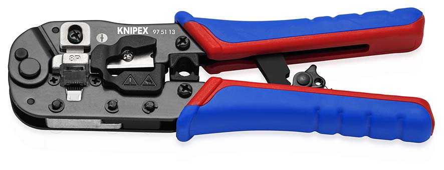 KNIPEX KNIPEX 97 51 13 SB Crimpzange für RJ45-Westernstecker 190 mm brüniert mit Mehrkomponenten-Hüllen