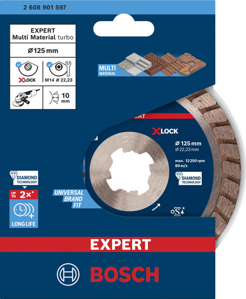 BOSCH EXPERT Multi Material X-LOCK Diamanttrennscheiben, 125x22,23x2,4x12 mm