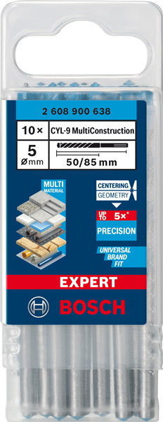 BOSCH EXPERT CLY-9 Multi Construction Bohrer-Set, 5x50x85 mm, 10-tlg. BOSCH EXPERT CLY-9 Multi Construction Bohrer-Set, 5x50x85 mm, 10-tlg.