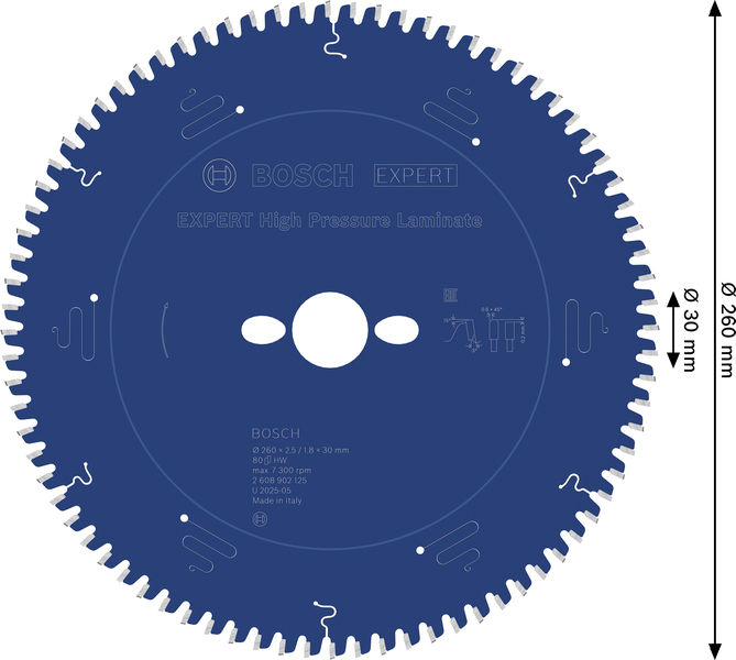 BOSCH EXPERT High Pressure Laminate Kreissägeblatt, 260x30 mm, Z80 BOSCH EXPERT High Pressure Laminate Kreissägeblatt, 260x30 mm, Z80