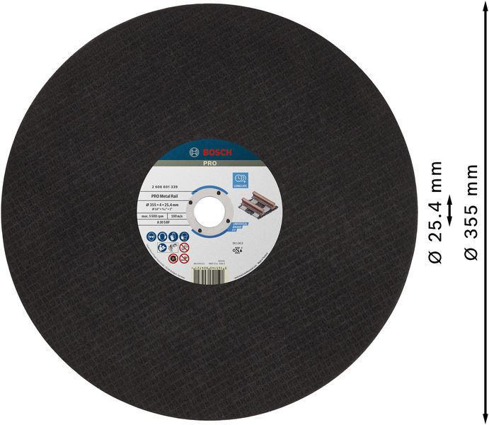 BOSCH PRO Rail Trennscheibe, 355 x 4 x 25,4 mm