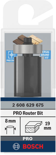 BOSCH PRO Bündigfräser mit untenliegendem Führungskugellager, Ø19 x L25,4, Schaft 8 mm BOSCH PRO Bündigfräser mit untenliegendem Führungskugellager, Ø19 x L25,4, Schaft 8 mm