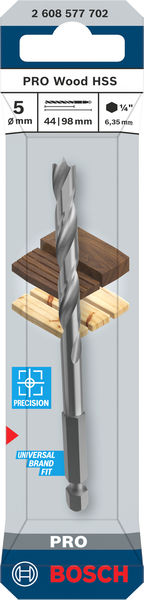 BOSCH PRO Wood HSS-Holzspiralbohrer, 5x44x98 mm