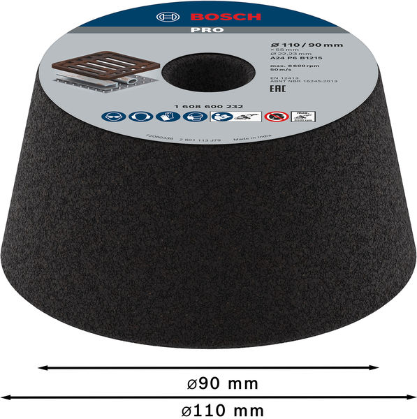 BOSCH PRO Metal Konischer Schleiftopf, 90 x 110 x 55 mm, K24