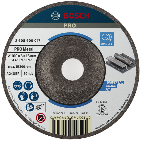 BOSCH PRO Metal Schleifscheibe, 100 x 6 x 16 mm