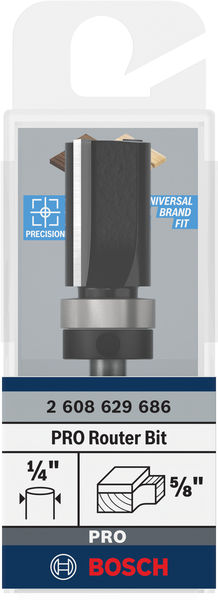 BOSCH PRO Bündigfräser, obenliegendes Führungskugellager, Ø 5/8" x L 1", Schaft 1/4" BOSCH PRO Bündigfräser, obenliegendes Führungskugellager, Ø 5/8" x L 1", Schaft 1/4"