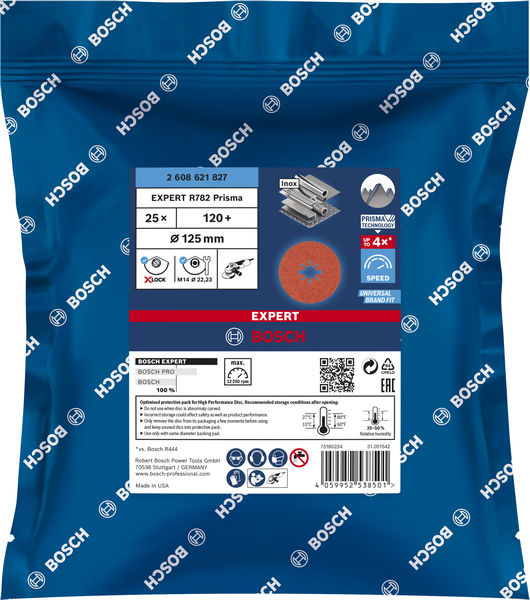 BOSCH EXPERT R782 Fiberscheibe X-LOCK, 125mm, K120, 25-tlg. BOSCH EXPERT R782 Fiberscheibe X-LOCK, 125mm, K120, 25-tlg.