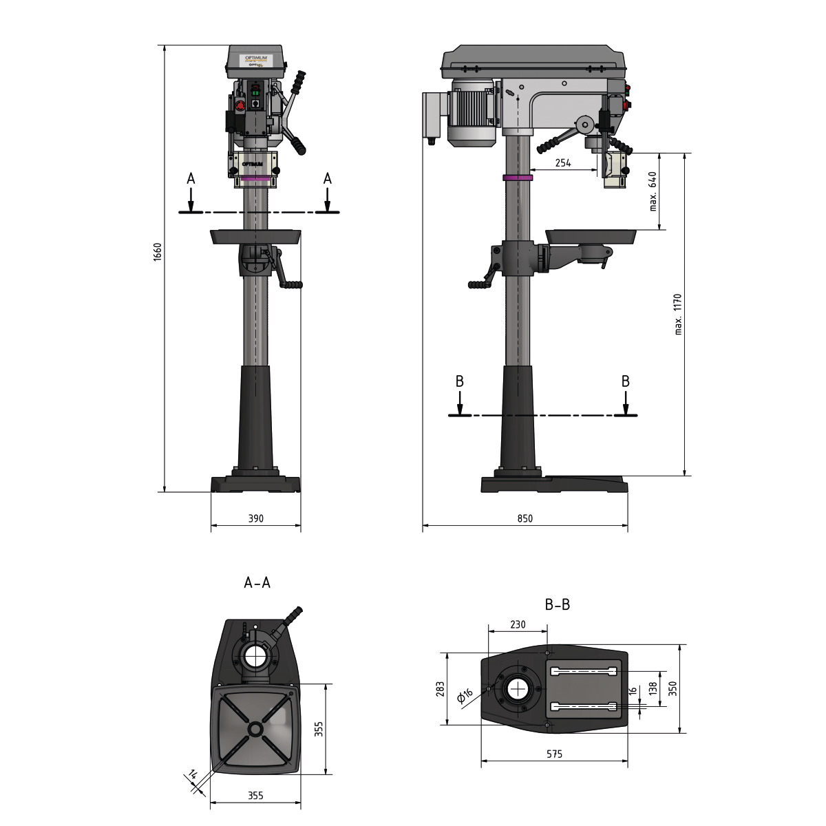 STÜRMER Säulenbohrmaschine Optimum OPTIdrill DQ 32 STÜRMER Säulenbohrmaschine Optimum OPTIdrill DQ 32