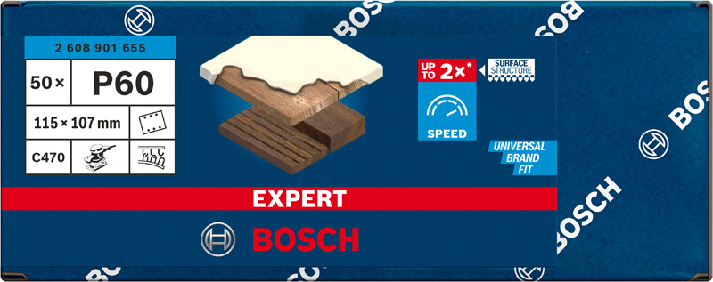 BOSCH EXPERT C470 Schleifblatt, 115x107mm, K60, 6 Löcher, 50-tlg.