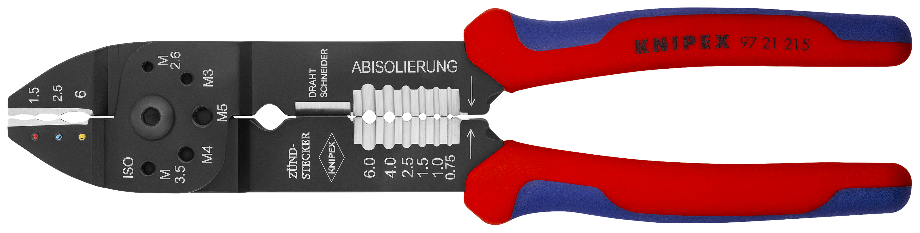 KNIPEX KNIPEX 97 21 215 SB Crimpzange 230 mm schwarz lackiert mit Mehrkomponenten-Hüllen