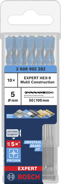 BOSCH EXPERT HEX-9 Multi Construction Bohrer, 5 x 50 x 100 mm