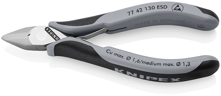 KNIPEX KNIPEX 77 42 130 ESD Elektronik-Seitenschneider ESD mit durchgestecktem Gelenk 130 mm mit Mehrkomponenten-Hüllen spiegelpoliert KNIPEX KNIPEX 77 42 130 ESD Elektronik-Seitenschneider ESD mit durchgestecktem Gelenk 130 mm mit Mehrkomponenten-Hüllen spiegelpoliert