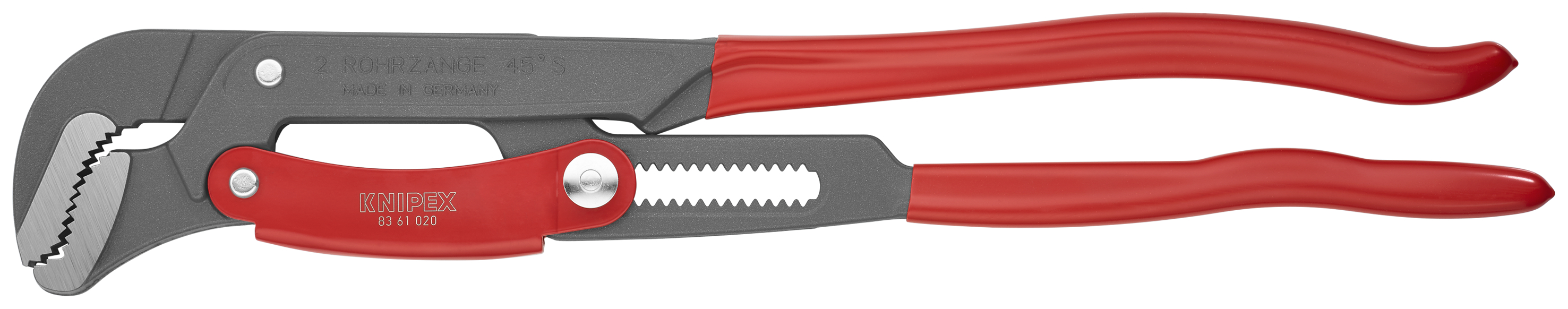 KNIPEX KNIPEX 83 61 020 Rohrzange S-Maul mit Schnelleinstellung 560 mm grau pulverbeschichtet mit Kunststoff überzogen