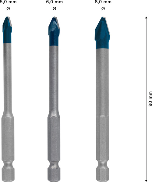 BOSCH EXPERT Hard Ceramic HEX-9 Bohrer-Set, 5/6/8 x 90 mm, 3-tlg.