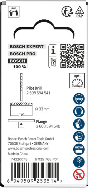 BOSCH Brick and Soft Tile Lochsäge mit Aufsteckhalter, 33 x 60 mm BOSCH Brick and Soft Tile Lochsäge mit Aufsteckhalter, 33 x 60 mm