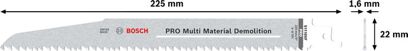 BOSCH PRO Multi Material Demolition S1110VF Säbelsägeblatt, 1,6 x 22 x 225 mm, 25-tlg.