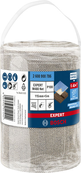 BOSCH EXPERT M480 Schleifnetzrolle, 115x5000mm, K100 BOSCH EXPERT M480 Schleifnetzrolle, 115x5000mm, K100