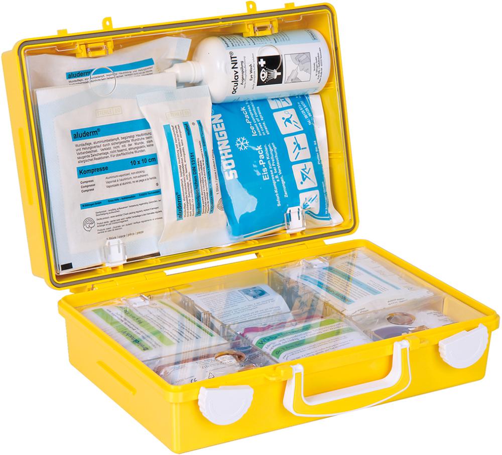 N.A. Erste-Hilfe-Koffer Extra+Handwerk, DIN 13157, gelb N.A. Erste-Hilfe-Koffer Extra+Handwerk, DIN 13157, gelb