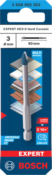BOSCH EXPERT HEX-9 Hard Ceramic Bohrer, 3 x 90 mm BOSCH EXPERT HEX-9 Hard Ceramic Bohrer, 3 x 90 mm
